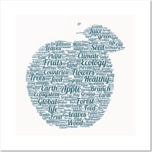 Apple Silhouette Shape Text Word Cloud Posters and Art